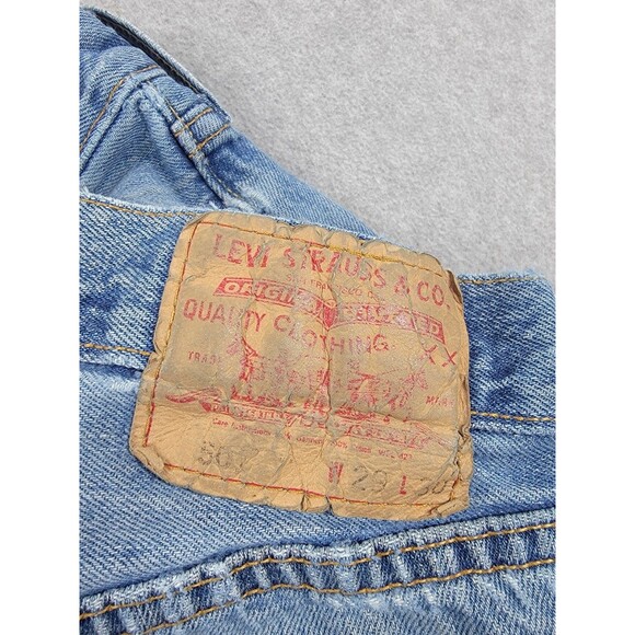 Vintage Levis 501 Jeans Mens 29x29 Button Distressed Thrashed Mid Cotton Holes - Picture 12 of 16